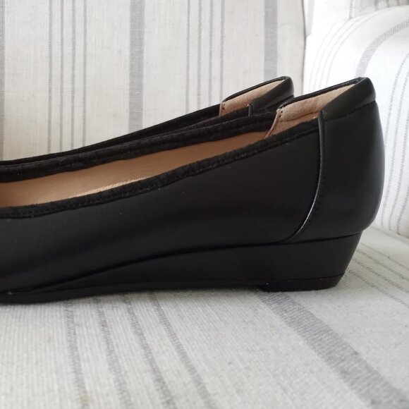 'NATURALIZER' N-5 'DOVE' Black Leather Ballet Wedge Size 8.5M New Without Box - Picture 8 of 14